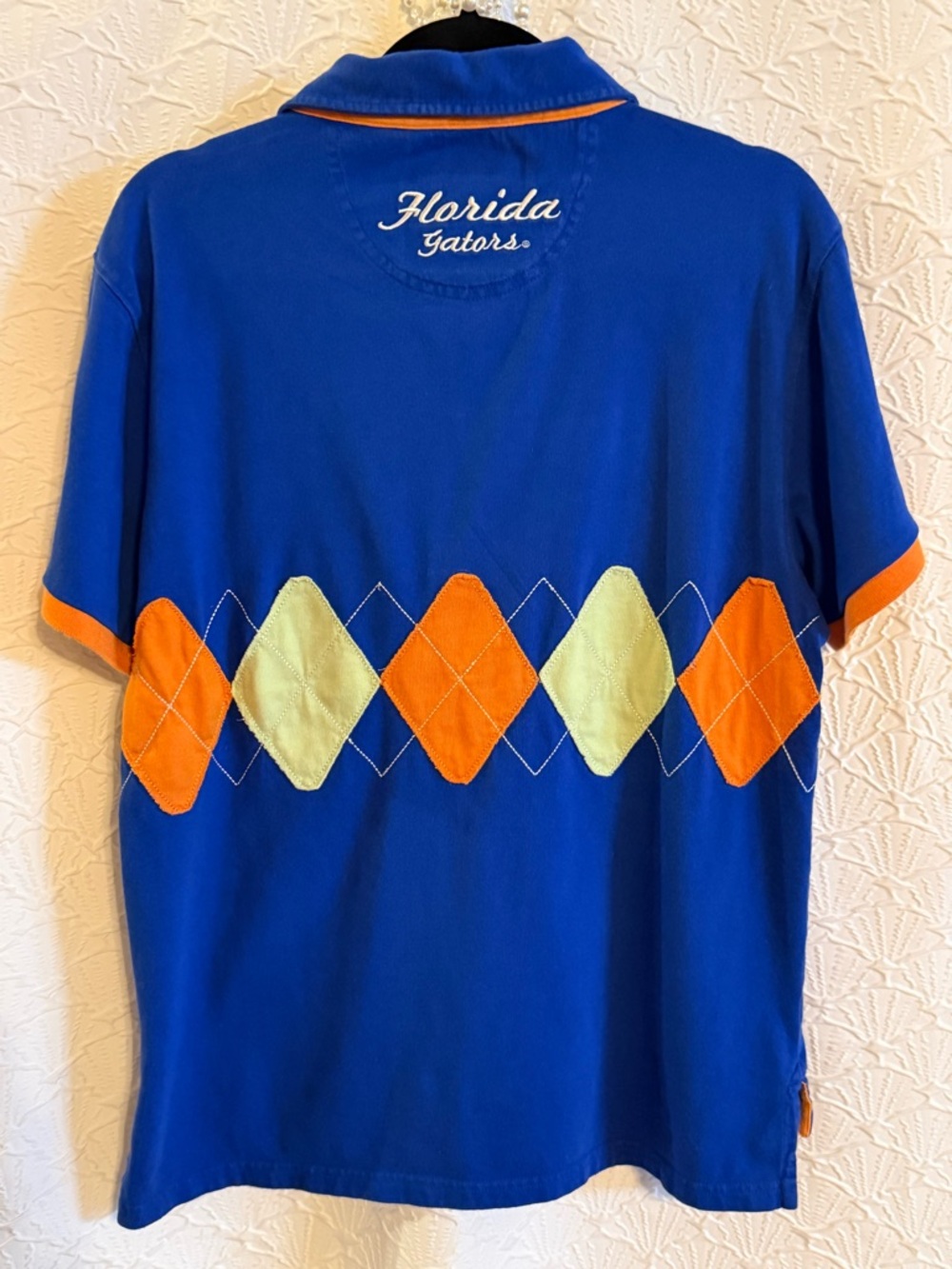 β¨ 18 yr old University of Florida Argyle Embroidered Polo Shirt - Blue & Orange - Picture 10 of 13